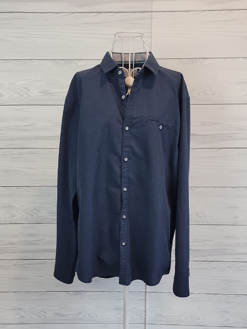 Craft + Flow Long-Sleeve Button-Up Shirt - Navy Blue Mens Size XL